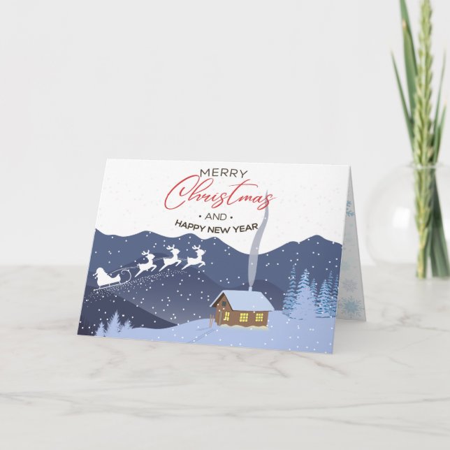 Tarjeta Festiva Navidades | Feliz año nuevo | personalizable Santa (Anverso)