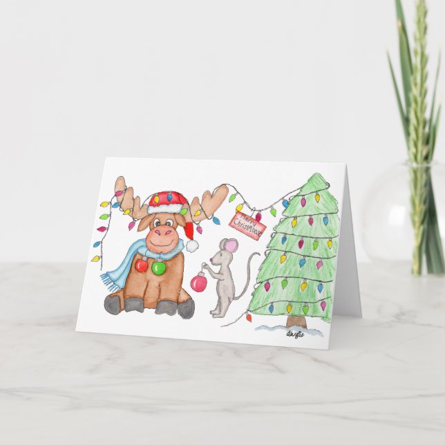 Tarjeta Festiva Navidades - ¡Feliz Cristo Moose! (Anverso)