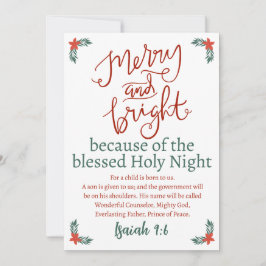 Tarjeta Festiva Navidades Feliz y brillante noche sagrada