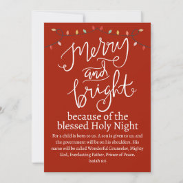 Tarjeta Festiva Navidades Feliz y brillante noche sagrada blanco r