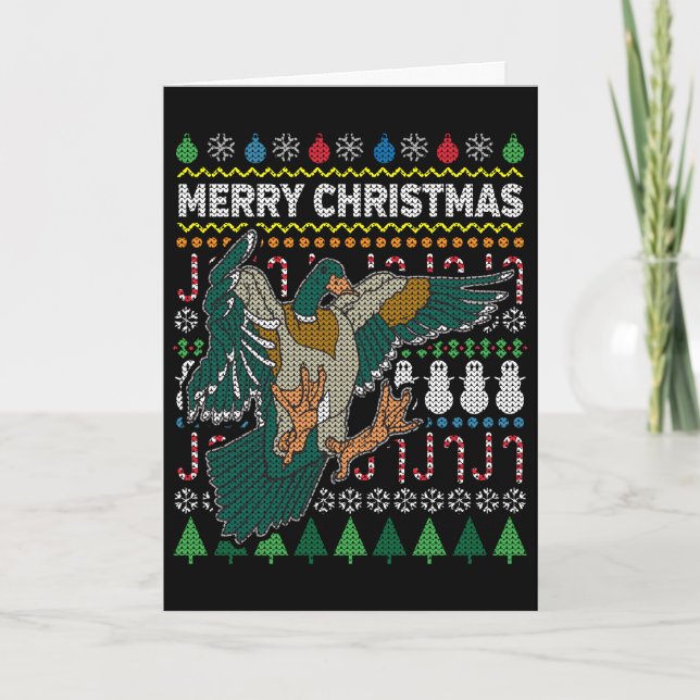 Tarjeta Festiva Navidades feos de pato Sweater Willife Series (Anverso)