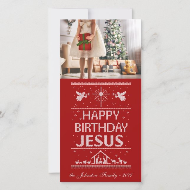 Tarjeta Festiva Navidades feos matan feliz cumpleaños Jesús religi (Anverso)
