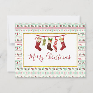 Tarjeta Festiva Navidades feos Patrón de suéter con medias