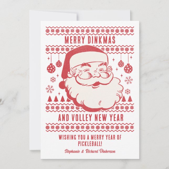 Tarjeta Festiva Navidades feos Personalizado suéter Pickleball (Anverso)