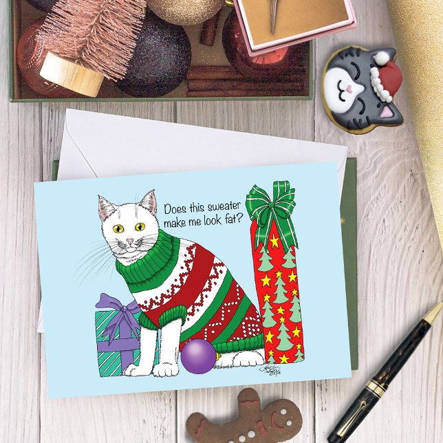 Tarjeta Festiva Navidades feos sudan un gato gracioso (Subido por el creador)