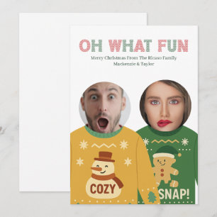 Tarjeta Festiva Navidades feos Sweater Funny Face Personalizado