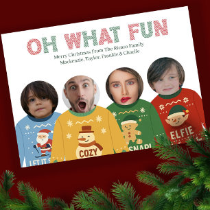 Tarjeta Festiva Navidades feos Sweater Funny Face Personalizado