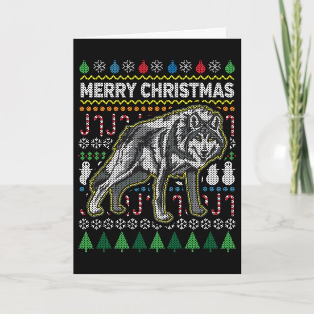 Tarjeta Festiva Navidades feos Sweater Wildlife Series (Anverso)