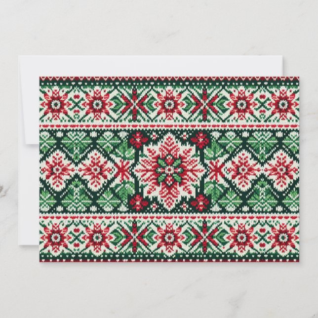 Tarjeta Festiva Navidades/Feria de invierno isla roja y verde (Anverso)