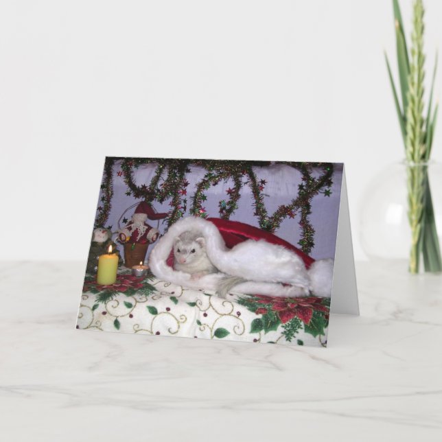 Tarjeta Festiva Navidades ferret (Anverso)