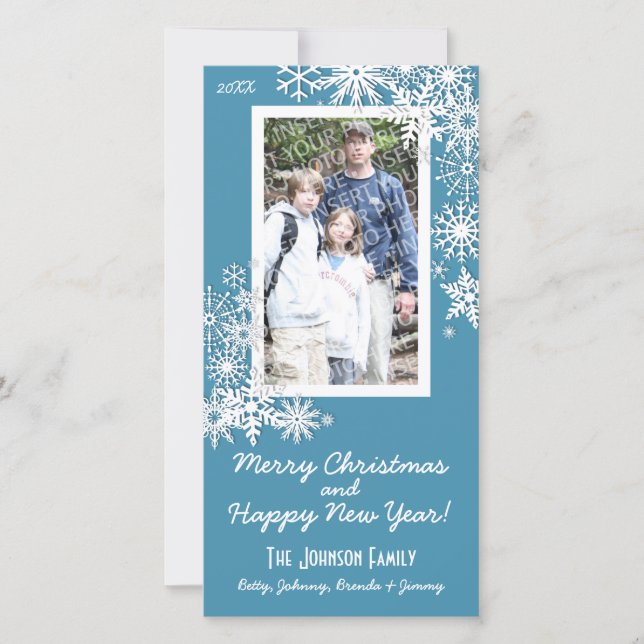 Tarjeta Festiva Navidades festejan copo de nieve (Anverso)