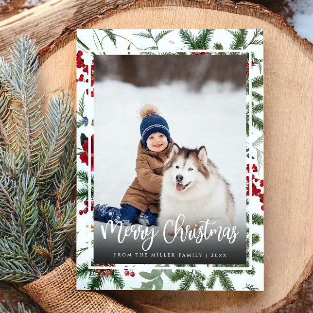 Tarjeta Festiva Navidades Festividad Elegante Foto Botánica Modern (Subido por el creador)