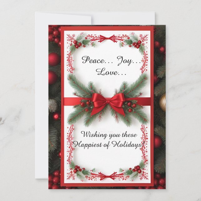 Tarjeta Festiva Navidades Festividades Enmarcadas Con Ramas De Pin (Anverso)