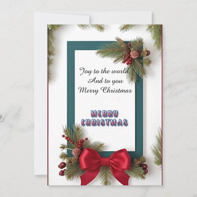 Tarjeta Festiva Navidades Festividades Enmarcadas Con Ramas De Pin (Anverso)