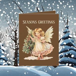 Tarjeta Festiva Navidades festivos acuarela Ángel agregar texto