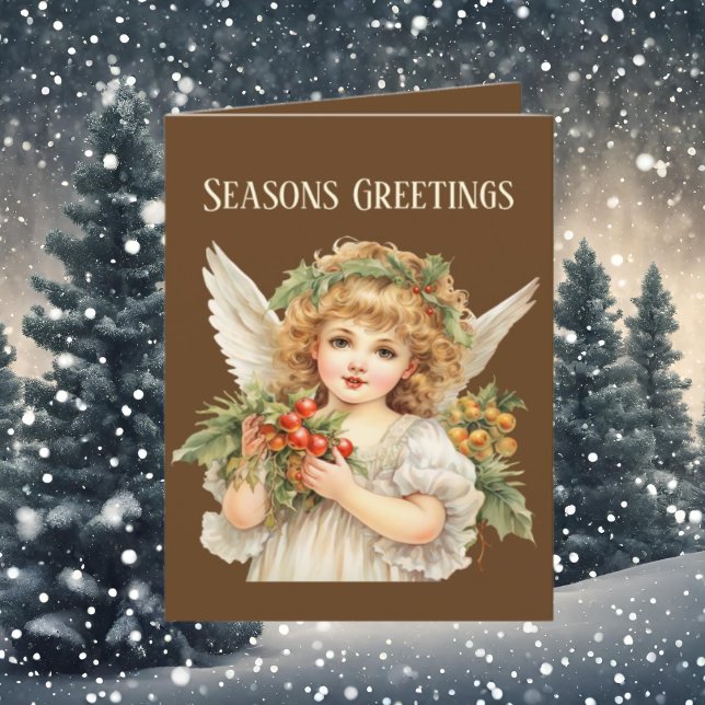 Tarjeta Festiva Navidades festivos acuarela Ángel agregar texto (Subido por el creador)