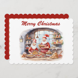 Tarjeta Festiva Navidades festivos acuarela elf baking añadir text