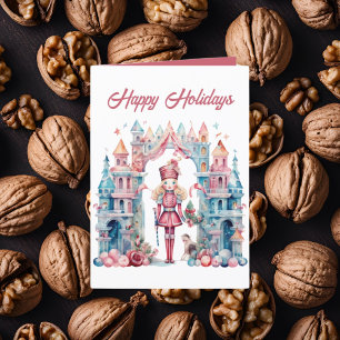 Tarjeta Festiva Navidades festivos acuarela nutcracker agregar tex