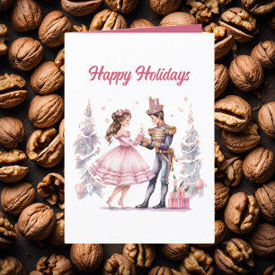 Tarjeta Festiva Navidades festivos acuarela nutcracker agregar tex