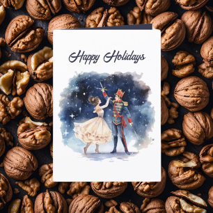 Tarjeta Festiva Navidades festivos acuarela nutcracker agregar tex