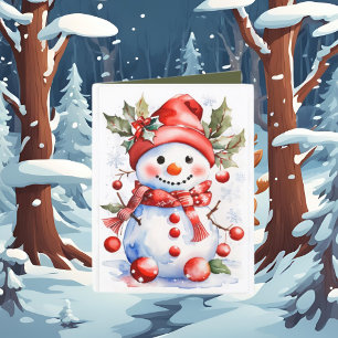 Tarjeta Festiva Navidades festivos agregan acuarela de muñeco de n