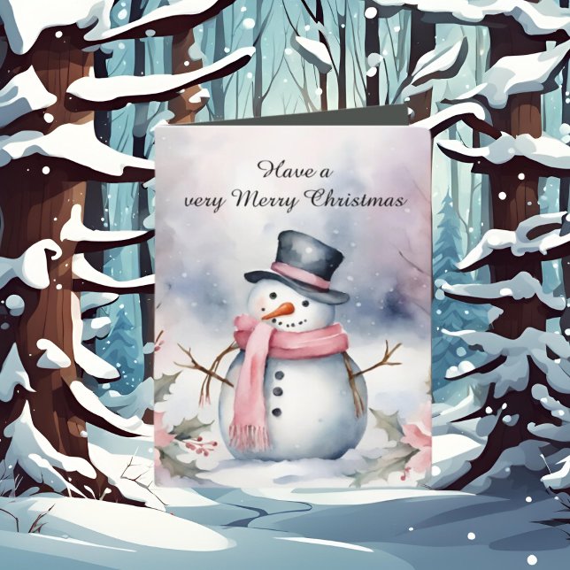 Tarjeta Festiva Navidades festivos agregan muñeco de nieve de text (Subido por el creador)