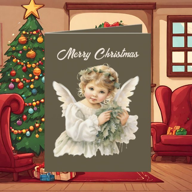 Tarjeta Festiva Navidades festivos Angel acuarela añadir texto (Subido por el creador)