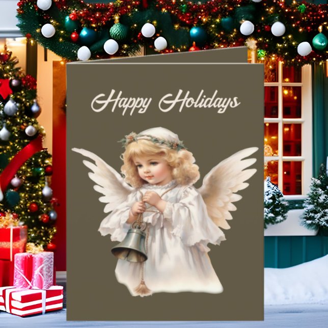 Tarjeta Festiva Navidades festivos Angel acuarela añadir texto (Subido por el creador)
