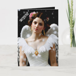 Tarjeta Festiva navidades festivos Ángel en la nieve