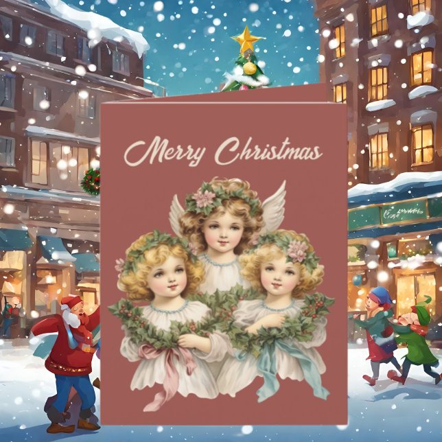 Tarjeta Festiva Navidades festivos Angels acuarela añadir texto (Subido por el creador)