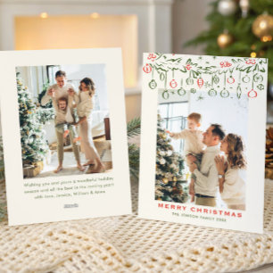 Tarjeta Festiva Navidades festivos Boho Beige Bow Ribbon 2 Foto