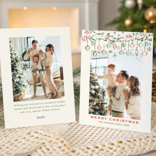 Tarjeta Festiva Navidades festivos Boho Beige Bow Ribbon 2 Foto (Subido por el creador)