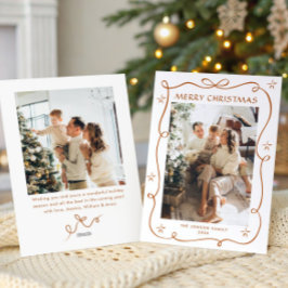 Tarjeta Festiva Navidades festivos Boho Beige Bow Ribbon 2 Foto