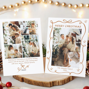 Tarjeta Festiva Navidades festivos Boho Beige Bow Ribbon 5 Foto