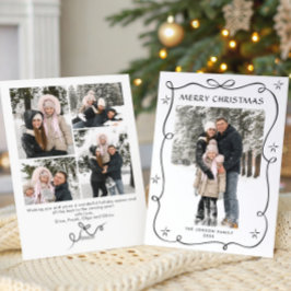 Tarjeta Festiva Navidades festivos Boho Black Bow Ribbon 5 Foto