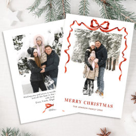 Tarjeta Festiva Navidades festivos Boho Red Bow Ribbon 2 Foto