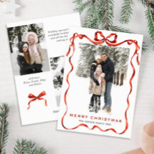 Navidades festivos Boho Red Bow Ribbon 3 Foto