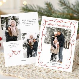 Tarjeta Festiva Navidades festivos Boho Red Bow Ribbon 3 Foto