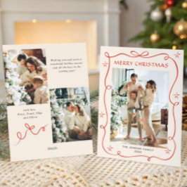 Tarjeta Festiva Navidades festivos Boho Red Bow Ribbon 3 Foto