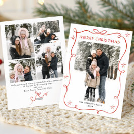 Tarjeta Festiva Navidades festivos Boho Red Bow Ribbon 5 Foto