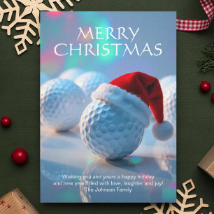 Tarjeta Festiva Navidades festivos, bolera de golf con foto de San