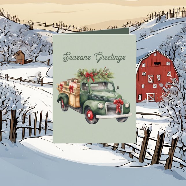 Tarjeta Festiva Navidades festivos Camión de campo añadir mensaje (Subido por el creador)