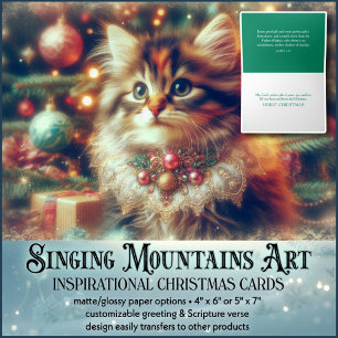 Tarjeta Festiva Navidades festivos Cat Christian KJV Scripting