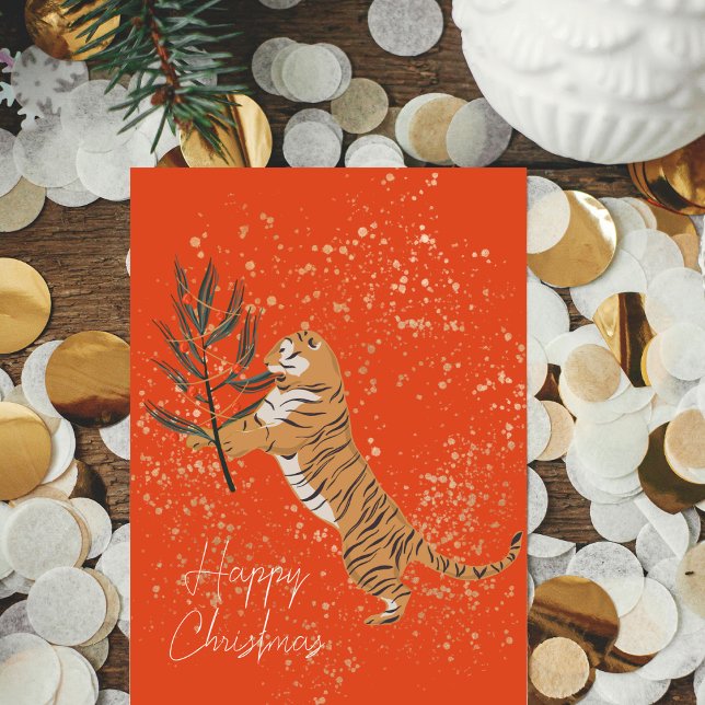 Tarjeta Festiva Navidades festivos Cheetah con acentos de oro (Subido por el creador)
