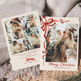 Tarjeta Festiva Navidades festivos Cinta de la vaca roja 5 Foto