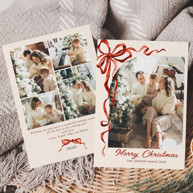 Tarjeta Festiva Navidades festivos Cinta de la vaca roja 5 Foto (Subido por el creador)