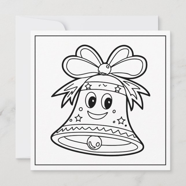 Tarjeta Festiva Navidades festivos coloreando la campana (Anverso)