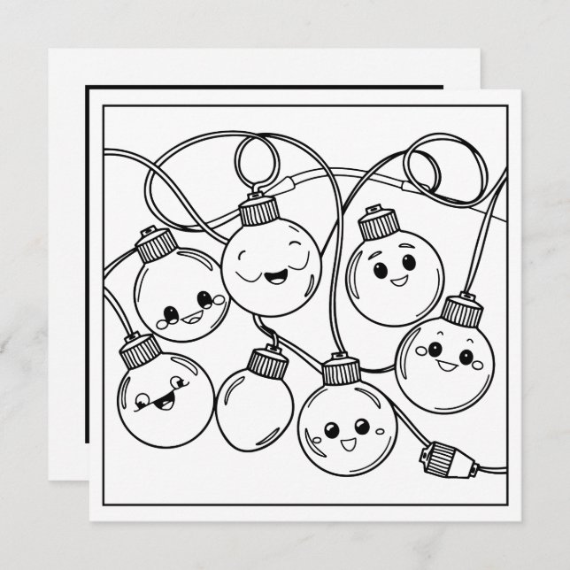 Tarjeta Festiva Navidades festivos coloreando luces (Anverso / Reverso)