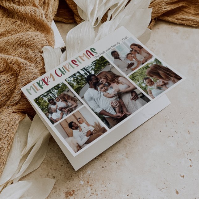 Tarjeta Festiva Navidades festivos coloridos doblados cinco fotos (Subido por el creador)