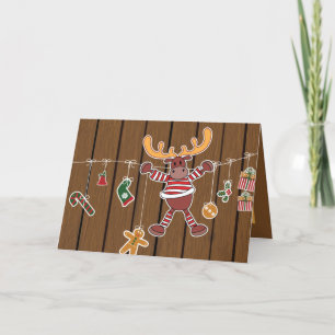 Tarjeta Festiva Navidades festivos Country Moose añaden sentimient